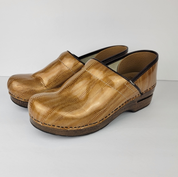 Dansko Shoes - Dansko Shiny Gold Honey Clogs Professional Women's Comfort Shoes